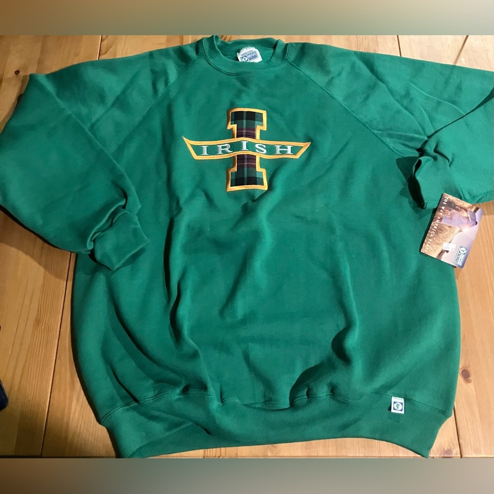 NWT Vintage Discus Athletic Irish Heritage Green Crewneck Sweater Size XL